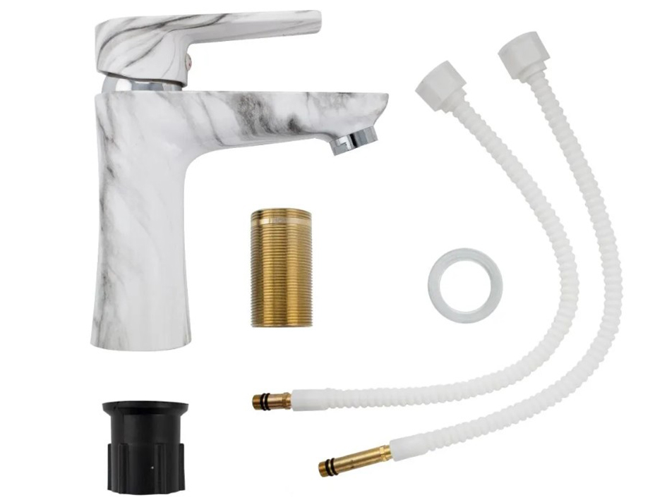 Смеситель для умывальника АБС пластик белый мрамор 580 BRIMIX  САНАКС 