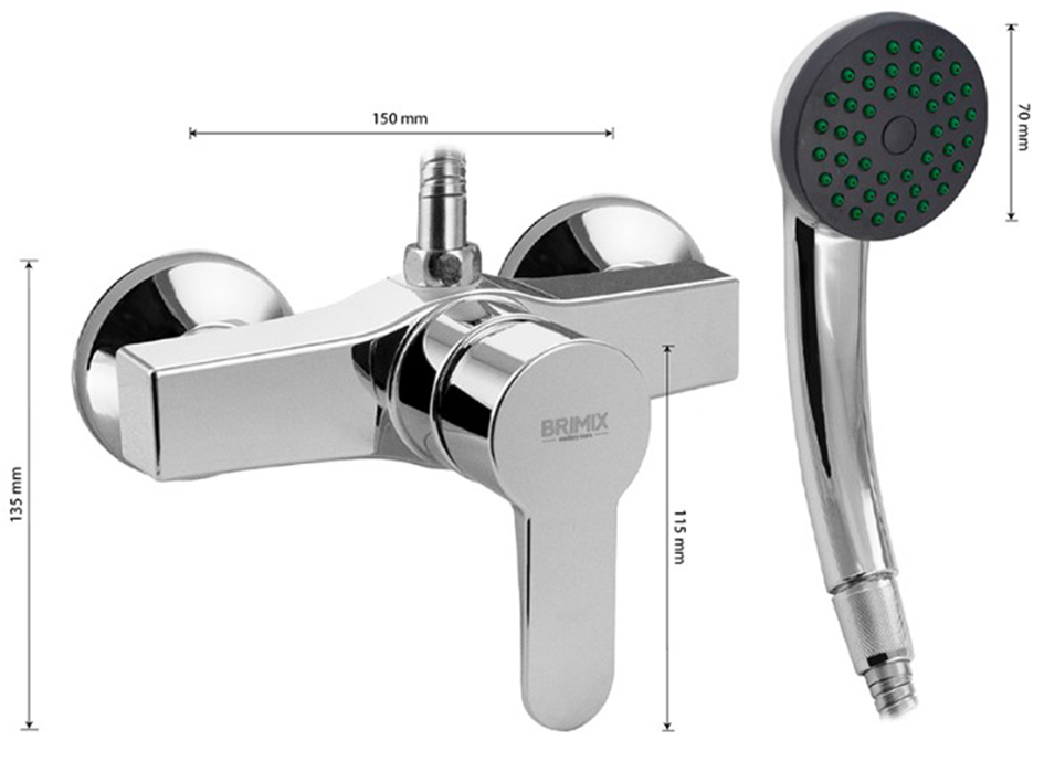 Смеситель для душа АБС пластик хром 593 BRIMIX  САНАКС 