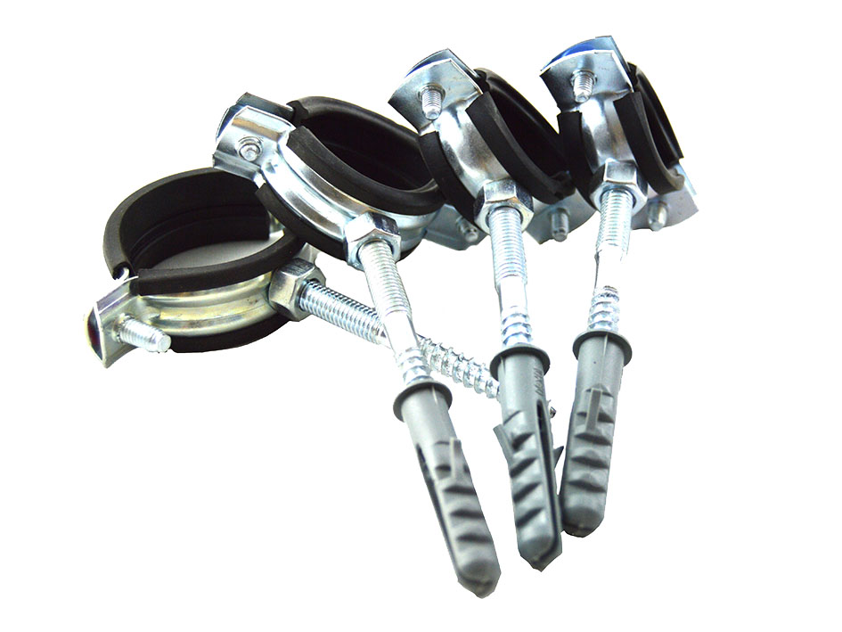 Хомут метал.с рез.прокладкой 4 107-110 со шпилькой и дюбелем  СТМ