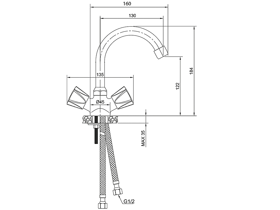 Смеситель для умывальника 23110CT CATALONA  OLIVE’S  