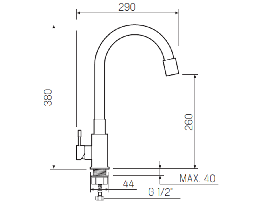 Смеситель для мойки SUS124W-016F РМС