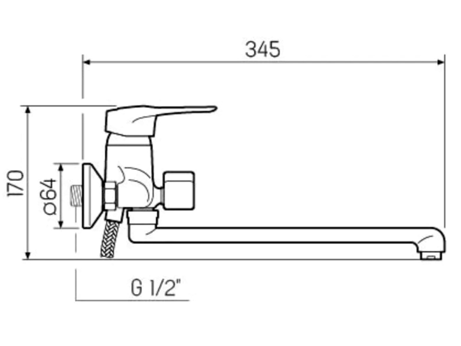 Смеситель для ванны д/н SL55-006E  РМС     
