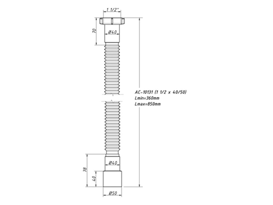 Труба гибкая 1 1/2*40/50 L-850мм   ORIO