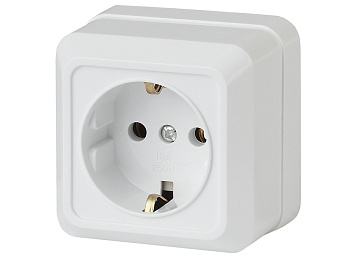Розетка наружная с/з белый QADRO