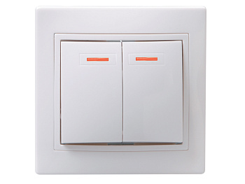 Выкл.2кл с инд.  белый  КВАРТА EVK21-K01-10-DM