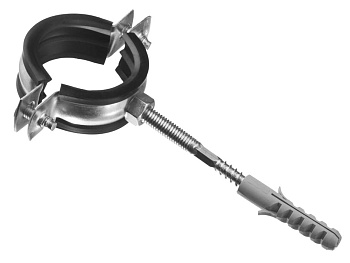 Хомут метал.с рез.прокладкой 1-1/4 со шпилькой и дюбелем  СТМ