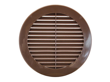 Решетка наружная вентиляционная круглая D130 с фланцем D100 коричневая