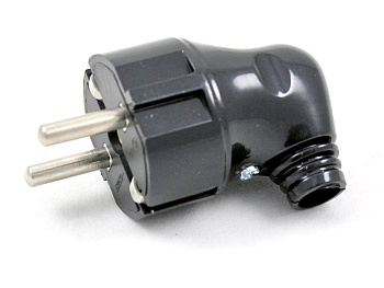 Вилка угловая разборная с/з черная IEK EVP11-16-01-K02