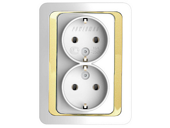 Розетка двойная с/з зол.    QTB 2128