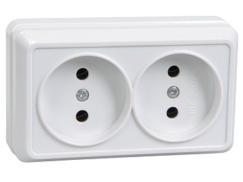 Розетка двойная б/з наруж. белая  ОКТАВА  ERO20-K01-10-DC