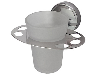 Держатель для зубных щеток со стекл.стаканом настенный 1266  САНАКС