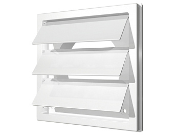 Решетка приточно-вытяжная с гравитационными жалюзи 150*150 с фланцем D125 ASA белая